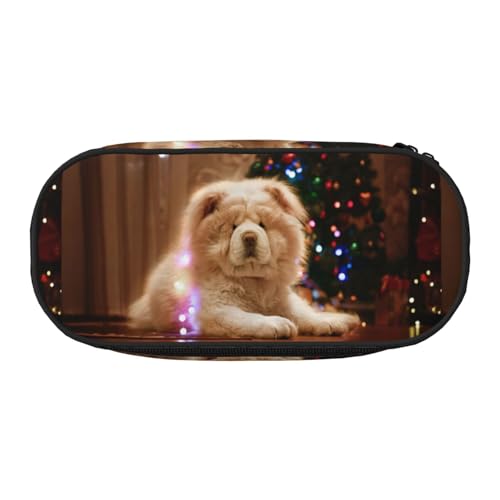 YOFIEN Chow Chow, weiße, Flauschige Hunde, Haustiere, Hunde, Weihnachten, kleines Federmäppchen, großes Fassungsvermögen, Federmäppchen, Büro-Schreibwaren-Organizer von YOFIEN