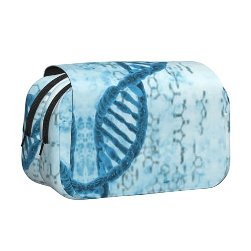 YOFIEN DNA Blaues Federmäppchen, tragbar, doppellagig, Schreibwaren-Organizer von YOFIEN