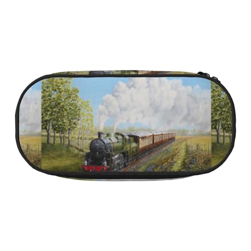 YOFIEN Dampfzug und Eisenbahn, kleines Federmäppchen, großes Fassungsvermögen, Federmäppchen, Büro-Schreibwaren-Organizer von YOFIEN