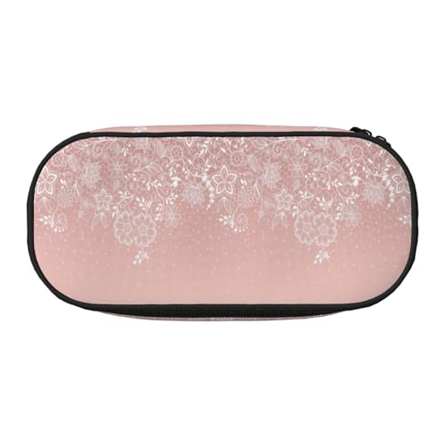 YOFIEN Elegantes weißes Spitzen-Blumen- und Konfetti-Design, kleines Federmäppchen, großes Fassungsvermögen, Federmäppchen, Büro-Schreibwaren-Organizer von YOFIEN