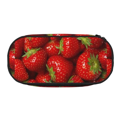 YOFIEN Erdbeerzeichnung, kleines Federmäppchen, großes Fassungsvermögen, Federmäppchen, Büro-Schreibwaren-Organizer von YOFIEN
