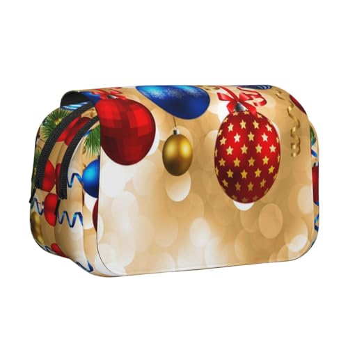 YOFIEN Federmäppchen mit Aufdruck „Frohe Weihnachten“, tragbarer doppellagiger Schreibwaren-Organizer von YOFIEN