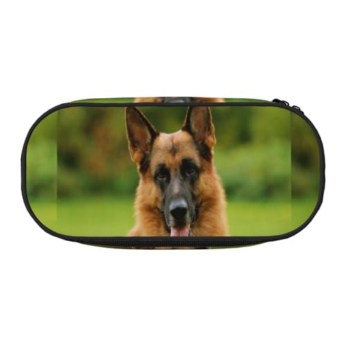 YOFIEN Federmäppchen mit Aufdruck „Happy German Shepherd“, kleines Federmäppchen, großes Fassungsvermögen, Stiftetasche, Büro-Schreibwaren-Organizer von YOFIEN