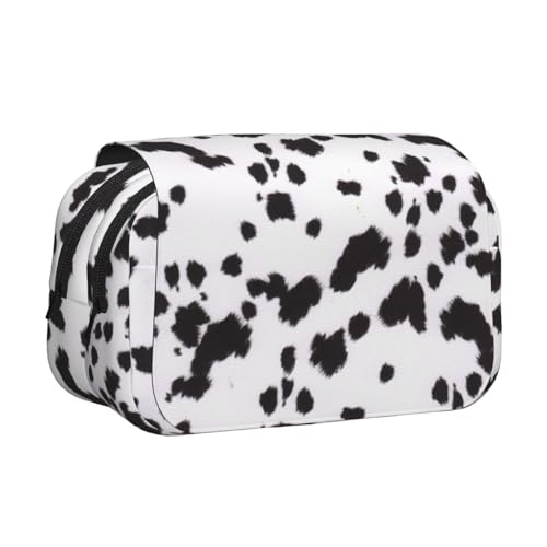 YOFIEN Federmäppchen mit Dalmatiner-Druckmuster, tragbar, doppellagig, Schreibwaren-Organizer von YOFIEN