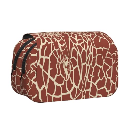 YOFIEN Federmäppchen mit Giraffenhäuten und -köpfen, tragbar, doppellagig, Schreibwaren-Organizer von YOFIEN