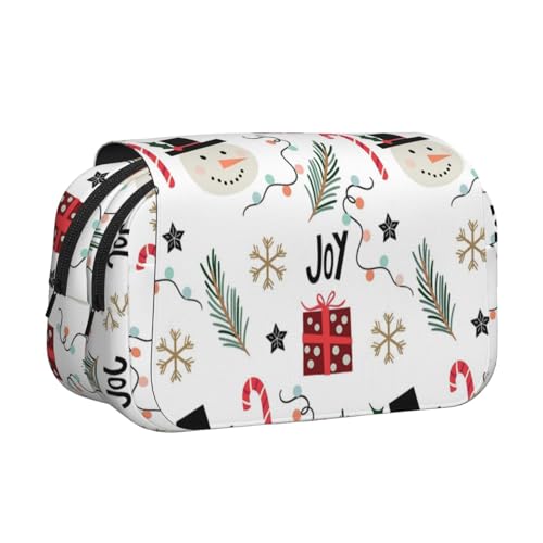 YOFIEN Federmäppchen mit Schneemann-Motiv, tragbar, doppellagig, für Schreibwaren von YOFIEN