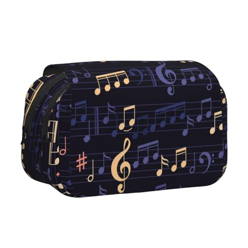 YOFIEN Federmäppchen mit nahtlosem Musikmuster, tragbar, doppellagig, Schreibwaren-Organizer von YOFIEN