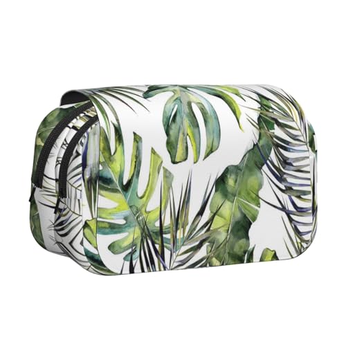 YOFIEN Federmäppchen mit tropischem Garten, tragbar, doppellagig, Schreibwaren-Organizer von YOFIEN