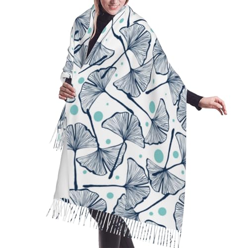 YOFIEN Gingko Biloba, Schals und Wickeltücher aus Kaschmir, für den Winter, mit Fransen, leichte Stola für Damen von YOFIEN