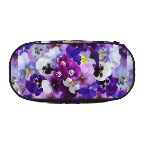 YOFIEN Grafische Stiefmütterchen, Ostern, Frühlingsblumen, kleines Federmäppchen, große Kapazität, Federmäppchen, Büro-Schreibwaren-Organizer von YOFIEN