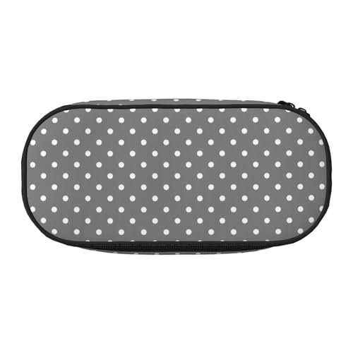 YOFIEN Grau-weiße Punkte, kleines Federmäppchen, großes Fassungsvermögen, Federmäppchen, Büro-Schreibwaren-Organizer von YOFIEN