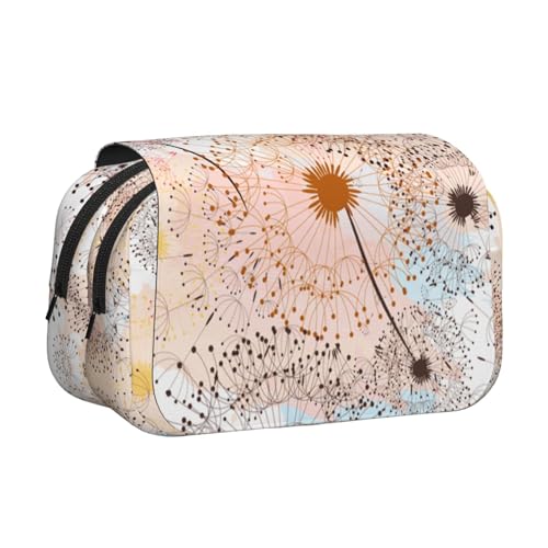 YOFIEN Handbemalte Pusteblumen-Bleistifttasche, tragbarer doppellagiger Schreibwaren-Organizer von YOFIEN