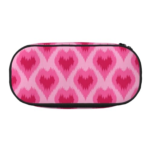 YOFIEN Handgezeichnete Herzen im ethnischen Stil, kleines Federmäppchen, großes Fassungsvermögen, Federmäppchen, Büro-Schreibwaren-Organizer von YOFIEN