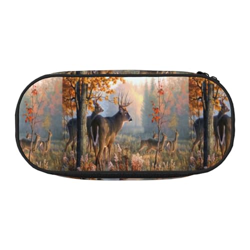 YOFIEN Hirsch-Kunstdruck, kleines Federmäppchen, großes Fassungsvermögen, Federmäppchen, Büro-Schreibwaren-Organizer von YOFIEN