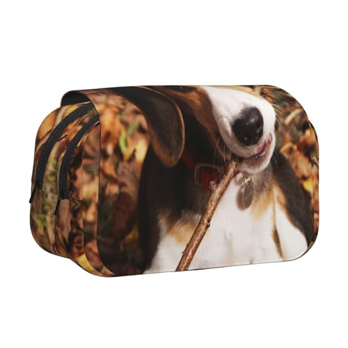 YOFIEN Niedlicher Beagle-Federmäppchen, tragbar, doppellagig, Schreibwaren-Organizer von YOFIEN