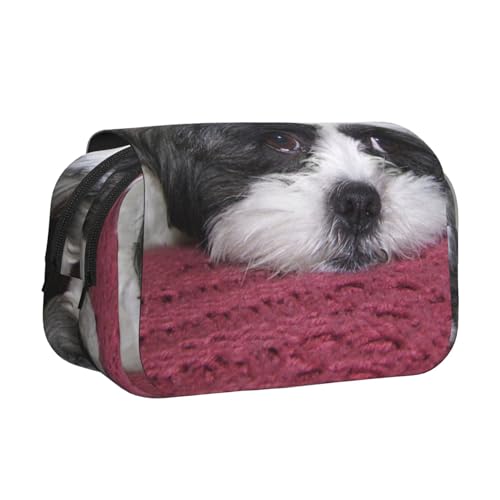 YOFIEN Niedlicher Shih Tzu Hund (2) Federmäppchen, tragbar, doppellagig, Schreibwaren-Organizer von YOFIEN