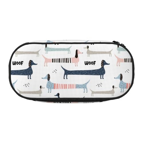 YOFIEN Niedlicher marineblauer Dackel, kleines Federmäppchen, großes Fassungsvermögen, Federmäppchen, Büro-Schreibwaren-Organizer von YOFIEN