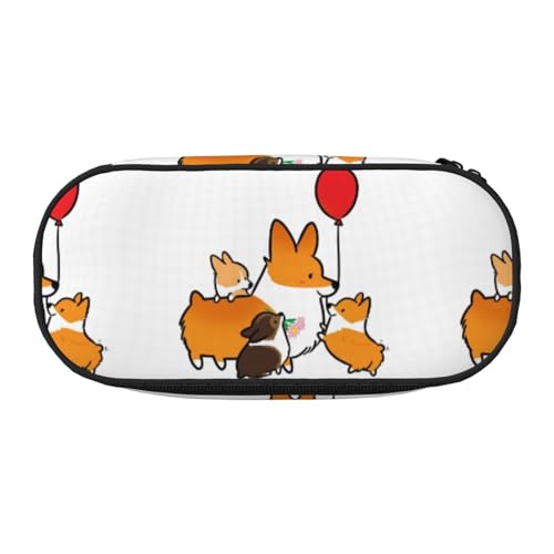 YOFIEN Niedliches Cartoon-Corgi-Weihnachten, kleines Federmäppchen, große Kapazität, Federmäppchen, Büro-Schreibwaren-Organizer von YOFIEN