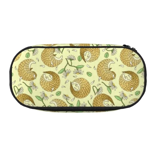 YOFIEN Pangolins und Gänseblümchen, kleines Federmäppchen, große Kapazität, Federmäppchen, Büro-Schreibwaren-Organizer von YOFIEN