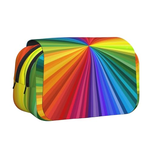 YOFIEN Regenbogenfarbene Bleistifttasche, tragbarer doppellagiger Schreibwaren-Organizer von YOFIEN