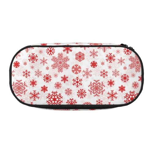 YOFIEN Rote Schneeflocke, weiße Weihnachten, kleines Federmäppchen, großes Fassungsvermögen, Federmäppchen, Büro-Schreibwaren-Organizer von YOFIEN