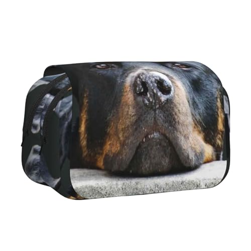 YOFIEN Rottweiler-Bleistifttasche, tragbar, doppellagig, für Schreibwaren, Organizer von YOFIEN