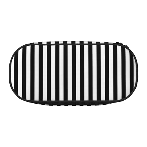 YOFIEN Schwarz-weiß gestreift Bedruckt, kleines Federmäppchen, großes Fassungsvermögen, Federmäppchen, Büro-Schreibwaren-Organizer von YOFIEN