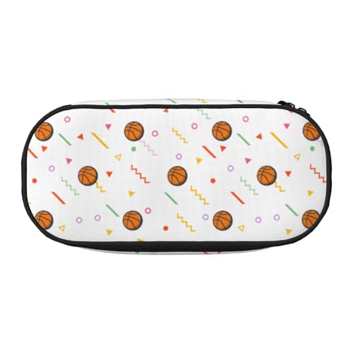 YOFIEN Silhouette eines Basketballspielers, kleines Federmäppchen, großes Fassungsvermögen, Federmäppchen, Büro-Schreibwaren-Organizer von YOFIEN