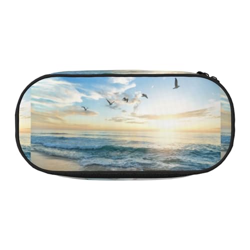 YOFIEN Strand-Design-Muster, kleines Federmäppchen, große Kapazität, Federmäppchen, Büro-Schreibwaren-Organizer von YOFIEN