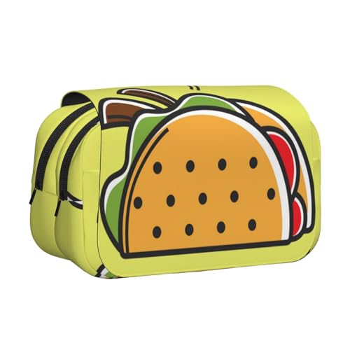 YOFIEN Taco Mexican Food Bleistifttasche, tragbar, doppellagig, Schreibwaren-Organizer von YOFIEN