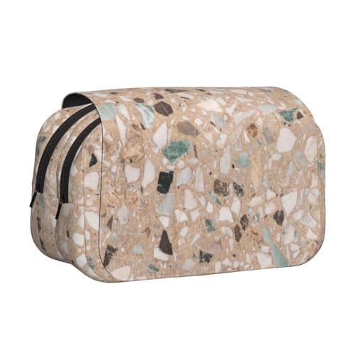 YOFIEN Terrazzo Naturstein Bleistifttasche Tragbarer Doppelschicht-Schreibwaren-Organizer von YOFIEN