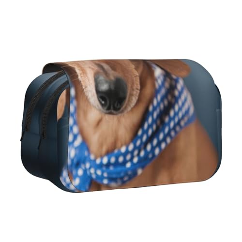 YOFIEN The Pet Miniature Dackel-Federmäppchen, tragbar, doppellagig, Schreibwaren-Organizer von YOFIEN