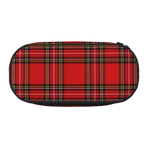 YOFIEN Weihnachten Neujahr Tartan Plaid Scottish, Kleines Federmäppchen Großes Fassungsvermögen Federmäppchen Büro-Schreibwaren-Organizer von YOFIEN