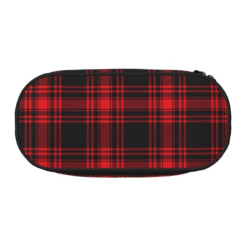 YOFIEN Weihnachten Rot Schwarz Tartan Check Schottisch, Kleines Federmäppchen Große Kapazität Federmäppchen Büro Schreibwaren Organizer von YOFIEN