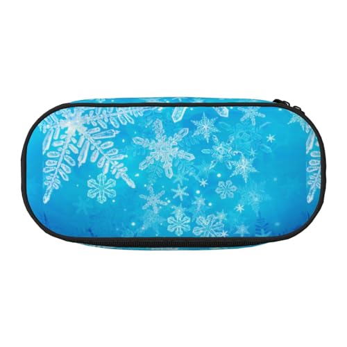 YOFIEN Weihnachts-3D-Eis-Schneeflocke, kleines Federmäppchen, große Kapazität, Federmäppchen, Büro-Schreibwaren-Organizer von YOFIEN