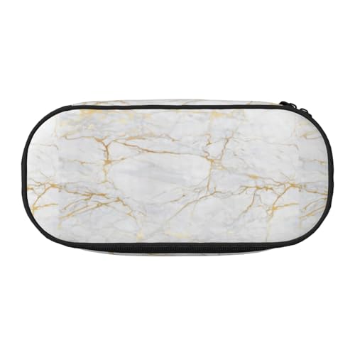 YOFIEN Weißer und Goldener Marmor, kleines Federmäppchen, großes Fassungsvermögen, Federmäppchen, Büro-Schreibwaren-Organizer von YOFIEN