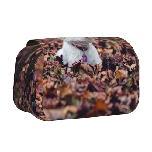 YOFIEN Westie Bokeh West Highland White Terrier Hunde Bleistifttasche Tragbarer doppellagiger Schreibwaren-Organizer von YOFIEN