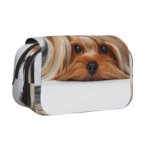 Yorkshire Terrier Bleistifttasche, tragbarer doppellagiger Schreibwaren-Organizer von YOFIEN