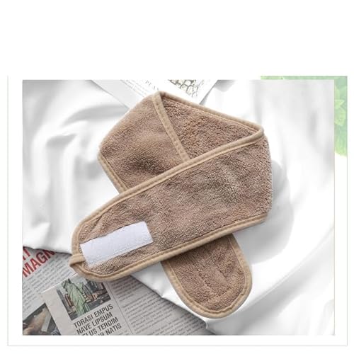 Yoga-Haar-Accessoires aus Frottee, Mädchen-Stirnbänder für Gesichtswaschen, Bad, Make-up, Haarband, Damen, verstellbar, SPA, Gesichts-Stirnband, Khaki, 63 x 8 cm, 1 Stück von YOGAES