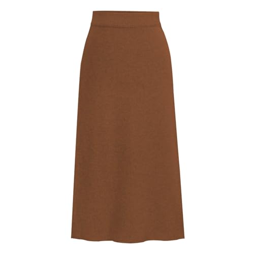 Röcke Knielang Eng Damen-Winter-Wollrock, mittellanger Wollrock, Dicker Rock Stretch Minirock (Coffee, XL) von YOGALULU