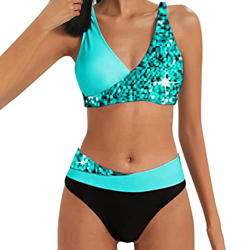 YOGALULU Bikini Damen String Transparente Bademode Neckholder Badeanzug Damen Badehose Weiss Badeanzug Mit Bein Knielang MäNner In Damen Badeanzug Bikini Knapp Damen HeißE BadeanzüGe von YOGALULU