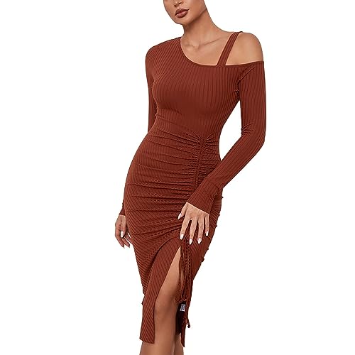 YOGALULU Gothic Kleid Damen Kleid Rot Kurz Abiballkleider Kurz Kleid Mit FledermausäRmel Neckholder Kleid Weiß Kleid Mit Leggings Kleid FüR Sommerhochzeit Pailletten Kleider Festliches Kleid von YOGALULU