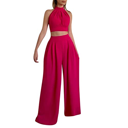 YOGALULU Trainingsanzug Damen 44 Frauen Casual Sommer Zweiteiler Outfit 2023 Tops Lange Hosen Set Jumpsuit Weihnachten Damen von YOGALULU