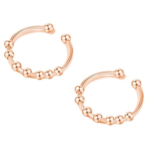 YOGAZEN 2 Stück Anxiety Ring Roségold, Anti Stress, Shade Anxiety Ring, Edelstahl Angst, Stressring Ringe, für Panikattacken Daumenring,Finger Stimmungsring, Frauen (Roségold) von YOGAZEN