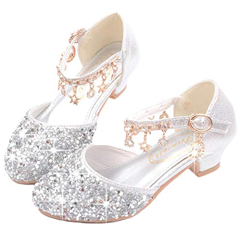 YOGLY Mädchen Prinzessin Schuhe Glitzer Sandalen Flamenco Schuhe Kinder Partei Ballerina Kristall Schuhe Hochzeitsschuhe Karneval Verkleidung Party Kostümschuhe EU26 von YOGLY