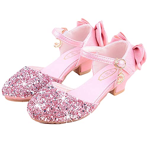 YOGLY Mädchen Prinzessin Schuhe Glitzer Sandalen Flamenco Schuhe Kinder Partei Kristall Schuhe Bowknot Hochzeitsschuhe Festschuhe Karneval Halloween Weihnachten 26-38 von YOGLY