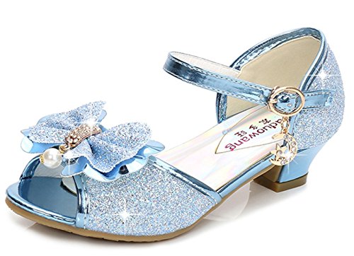 YOGLY Prinzessin Schuhe Mädchen Glitzer Schuhe Kinder Stöckelschuhe Mädchen Pailletten Prinzessin Cosplay Schuhe Partys Hochzeiten Klett Sandalen Elegante Mädchen Schuhe mit Absatz von YOGLY