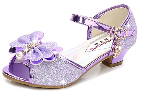 YOGLY Prinzessin Schuhe Mädchen Glitzer Schuhe Kinder Stöckelschuhe Mädchen Pailletten Prinzessin Cosplay Schuhe Partys Hochzeiten Klett Sandalen Elegante Mädchen Schuhe mit Absatz von YOGLY