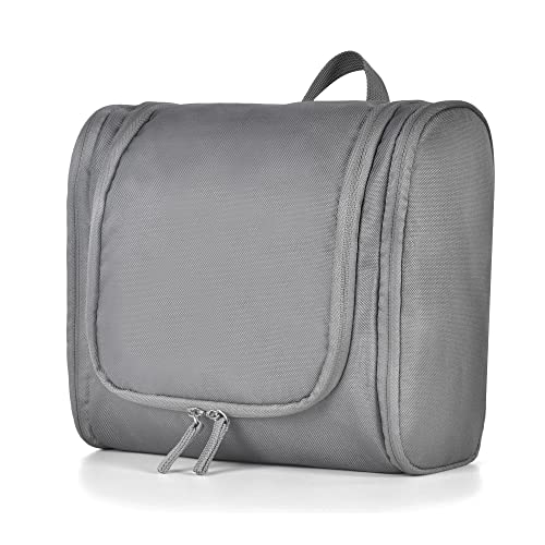 YOHOM Kulturtasche mit Aufhängehaken, Stoff Leichte hängende für Männer auf Reisen & Frauen Faltbarer Bausatz Rasierbeutel für Reisen/Fitnessstudio/Camping, (Große Größe, Schwarz) (Grau) von YOHOM