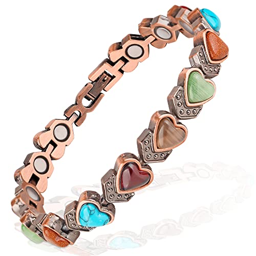 YOIHOJET Kupferarmband für Frauen, magnetische Kupferarmbänder, magnetische Türkis-Kupferarmbänder mit Einstellwerkzeug von YOIHOJET